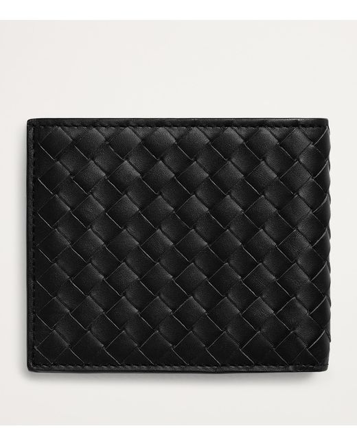 Bottega Veneta Black Leather Intrecciato Bifold Wallet for men