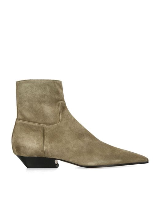 Khaite Brown Suede Marfa Ankle Boots