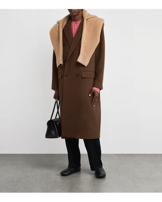 LE17SEPTEMBRE Brown Wool-Blend Double-Breasted Coat for men