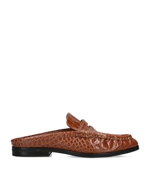 Jonathan Simkhai Brown Croc-Embossed Leather Dean Loafers for men