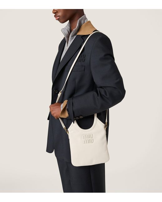Miu Miu White Small Leather Ivy Top-Handle Bag