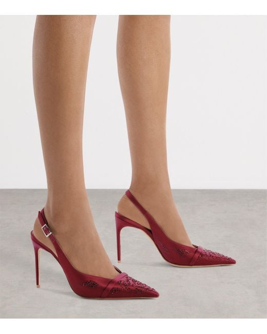 Malone Souliers Red Satin Jazz Slingback Heels 90