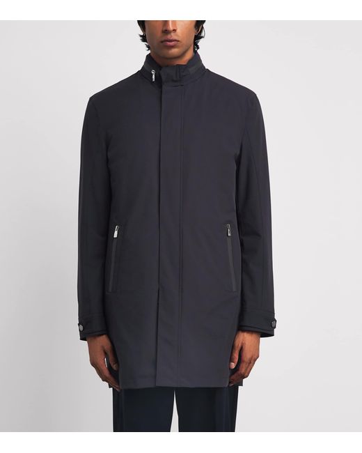 Corneliani Blue Water-Resistant Overcoat for men