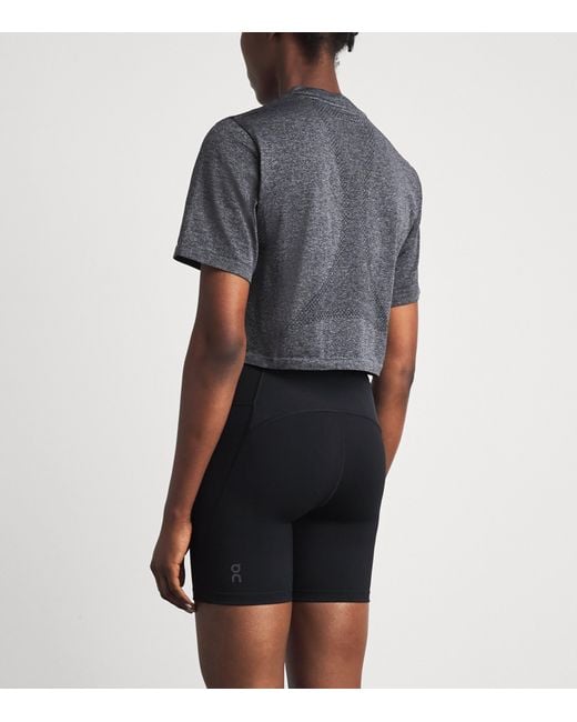 On Shoes Gray Train Flex Crop T-Shirt
