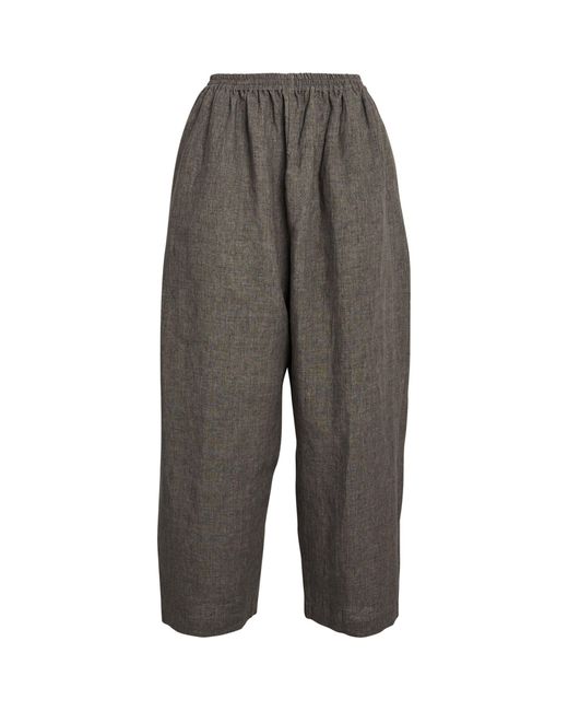 Eskandar Gray Linen Cropped Japanese Trousers