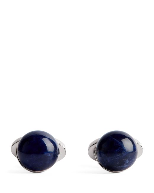 Babette Wasserman Blue Rhodium-Plated Sodalite Power Orb Cufflinks for men