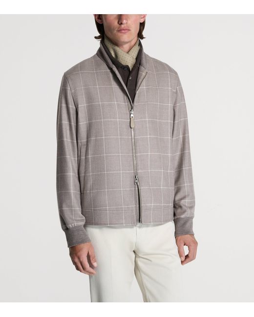 Dunhill Gray Cashmere Check Print Athluxury Jacket for men