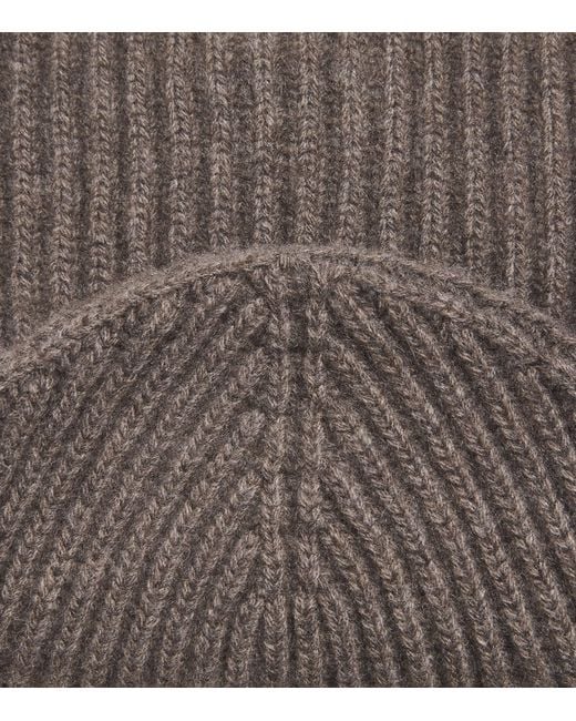 Johnstons Gray Cashmere Ribbed Beanie for men