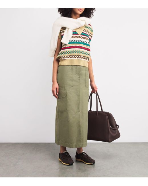 Weekend by Maxmara Green Cotton Maxi Skirt