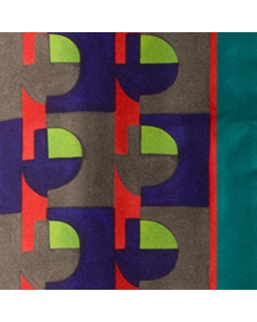 Miu Miu Blue Silk Printed Scarf