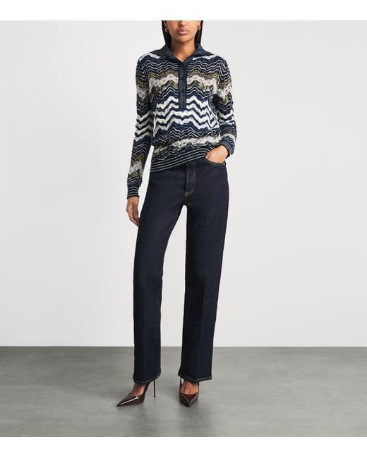 Missoni Blue Wool-Blend Jacquard Sweater