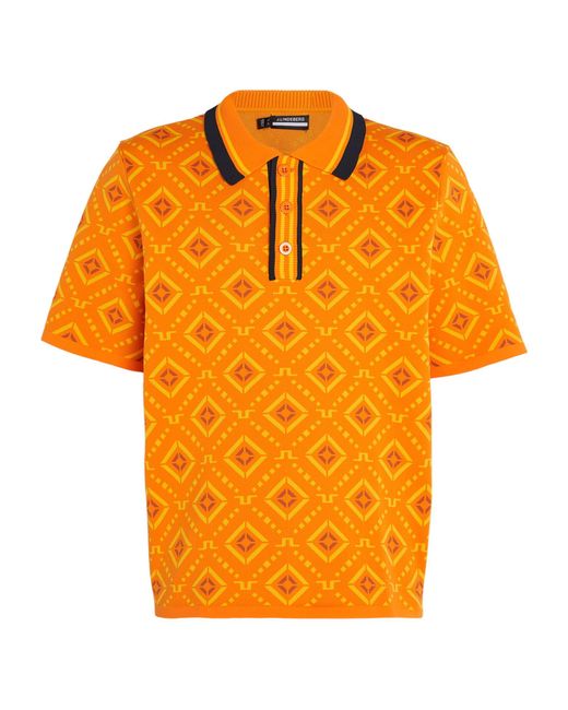 J.Lindeberg Orange Cane Knitted Polo Shirt for men