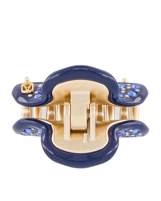 Alexandre De Paris Blue Plated Crystal-Embellished Claw Hair Clip