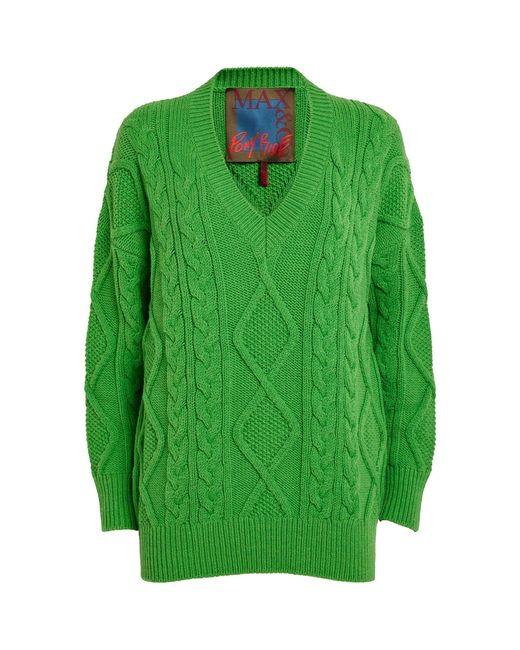 MAX&Co. Cable Knit Sweater in Green | Lyst