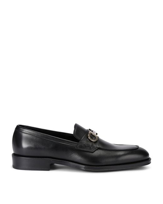 Ferragamo Black Leather Benedict Loafers for men