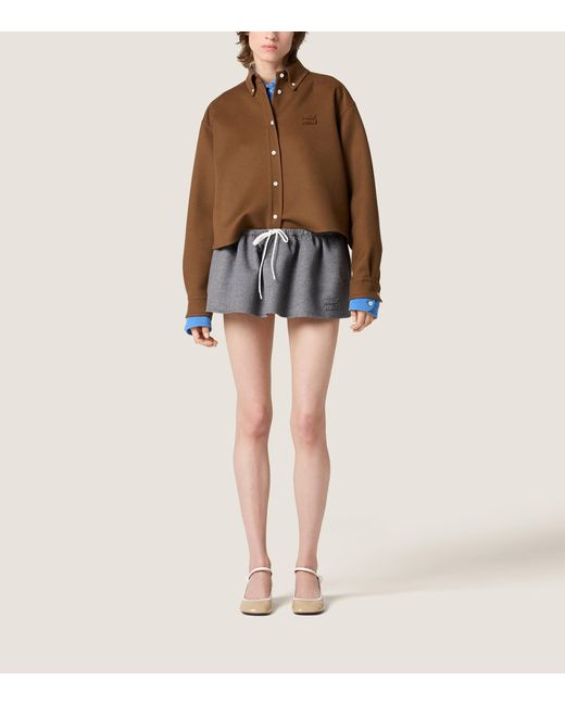 Miu Miu Gray Wool-Cashmere Mini Skirt
