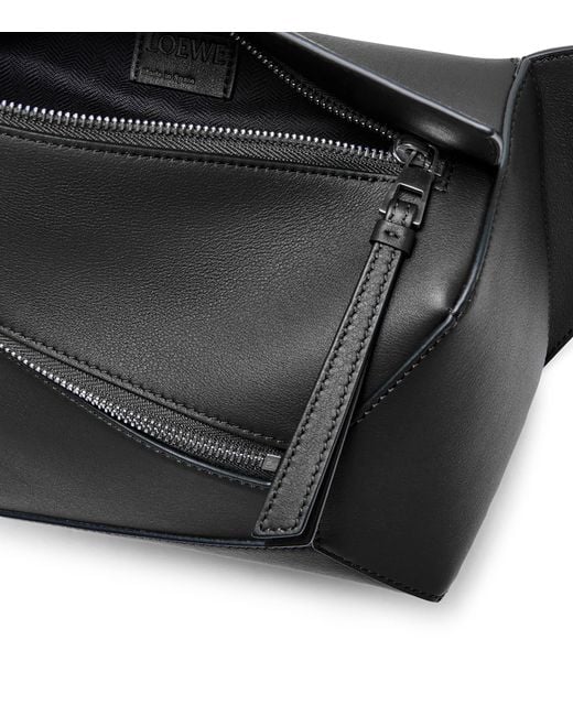 Loewe Black Leather Puzzle Belt Bag for men