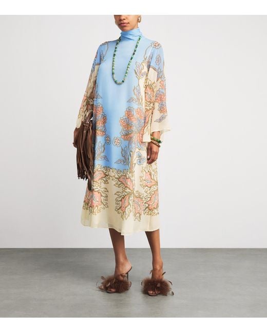 LaDoubleJ Blue Silk Magnifico Midi Dress