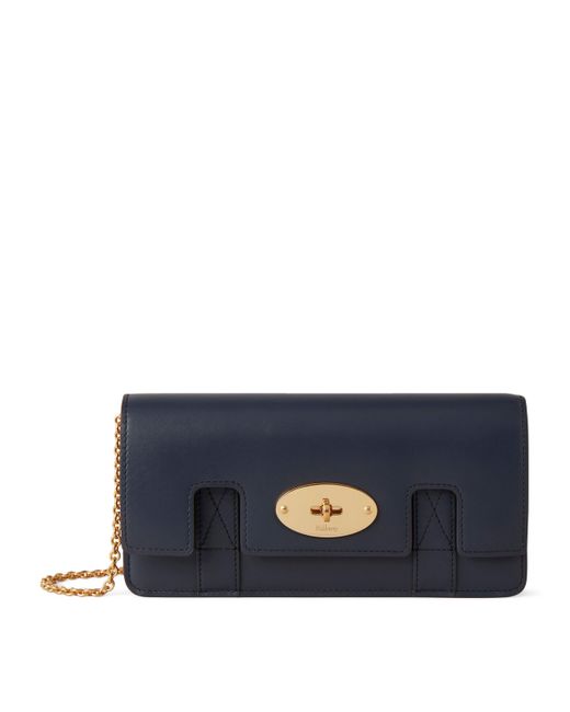 Mulberry Blue Leather East West Bayswater Clutch Bag