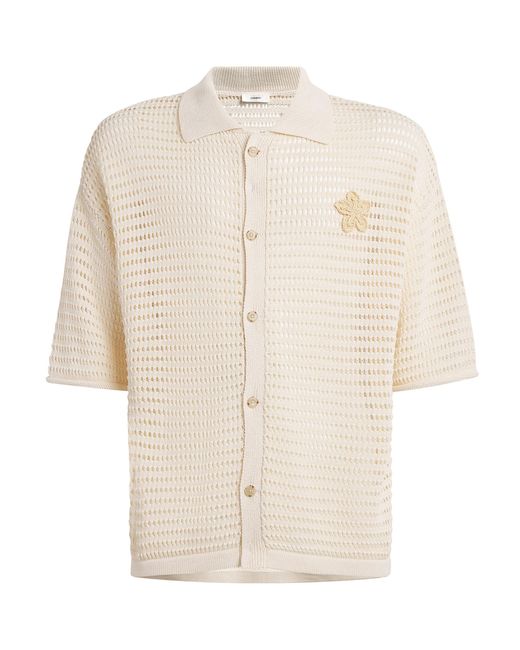 Commas Natural Crochet Floral Logo Polo Shirt for men