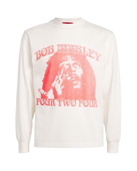 424 Pink Cotton Bob Marley T-Shirt for men
