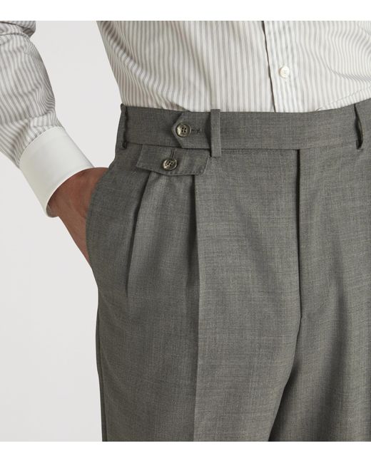 Dunhill Gray Wool-Cashmere Tailored Travel Trousers for men