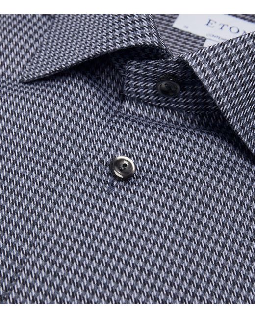 Eton of Sweden Blue Cotton Houndstooth Shirt for men