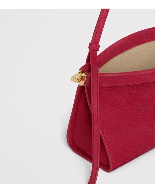 Alaïa Red Medium Nubuck Le Click East West Shoulder Bag