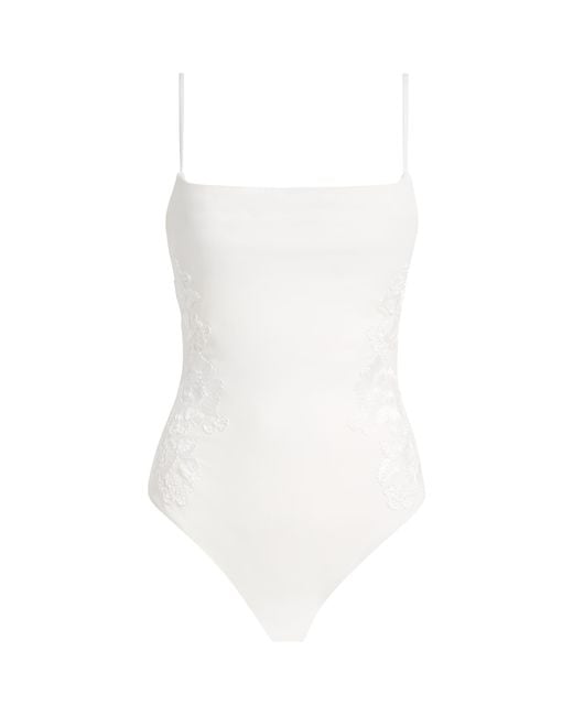 Jonathan Simkhai White Embroidered Juniper Swimsuit