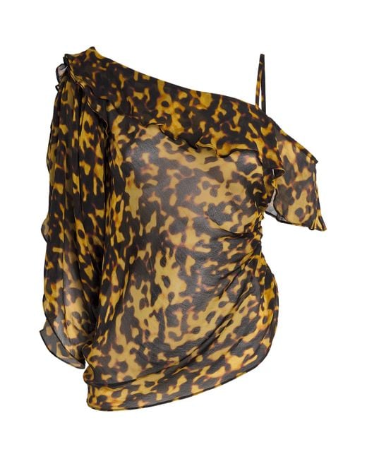 Christopher Esber Brown Silk Sheer Draped Blouse