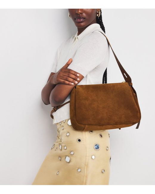 Tory Burch Brown Suede Romy Shoulder Bag