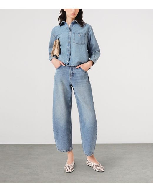 Maje Blue Denim Logo Shirt
