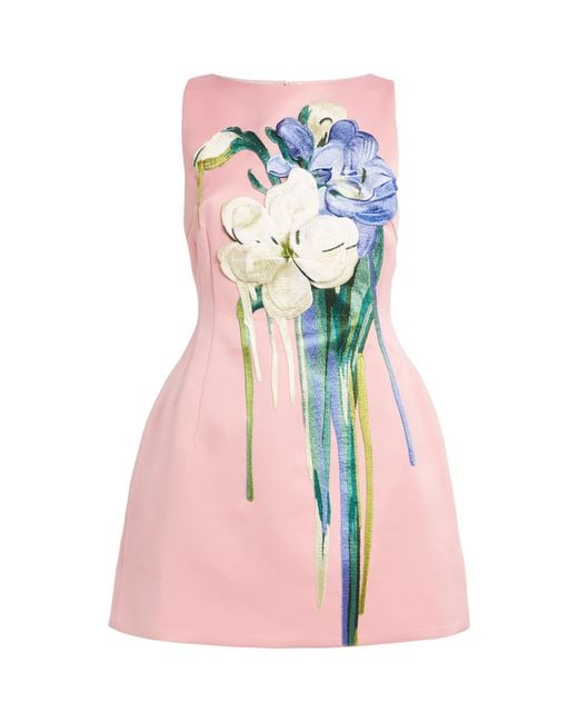 LEO LIN Pink Floral Appliqué Ali Mini Dress