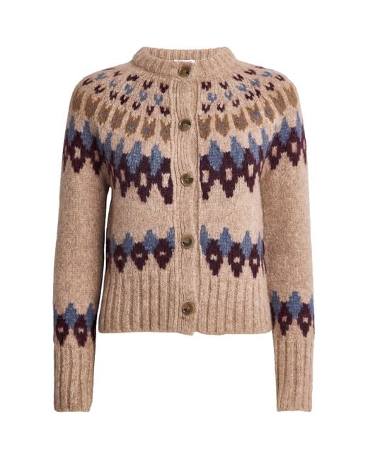 Veronica Beard Natural Alpaca Wool-Blend Fair Isle Christina Cardigan
