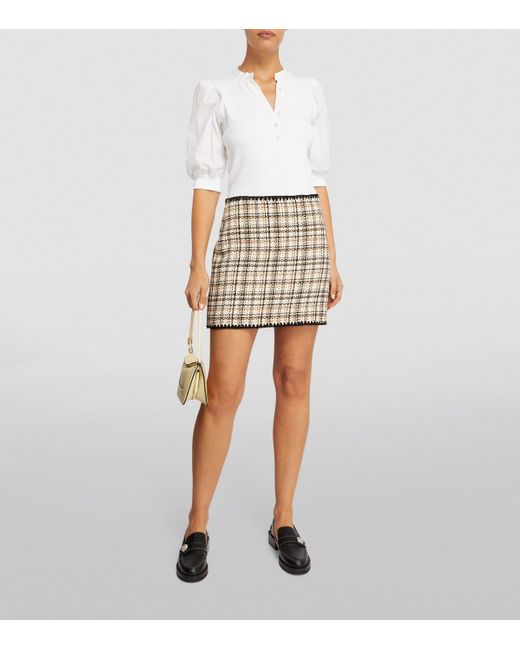 Veronica Beard White Puff-Sleeve Coralee Top