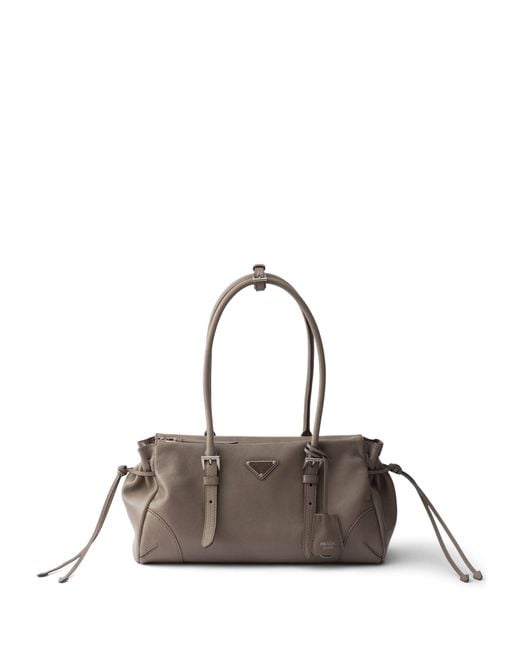 Prada Brown Medium Leather Bonnie Top-Handle Bag