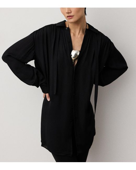 Ralph Lauren Black Satin Karmen Oversized Shirt