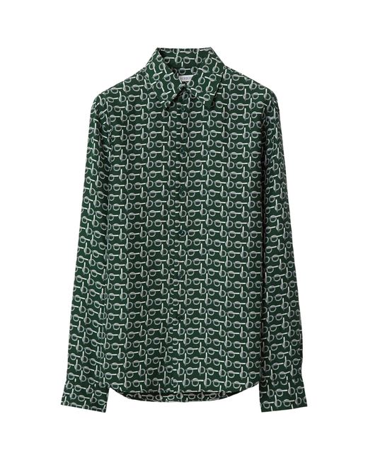 Burberry Green Silk 'b' Print Shirt