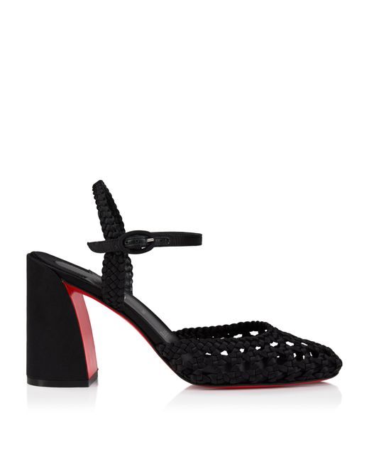 Christian Louboutin Black Jane Pump Nandina Silk Woven Pump 85