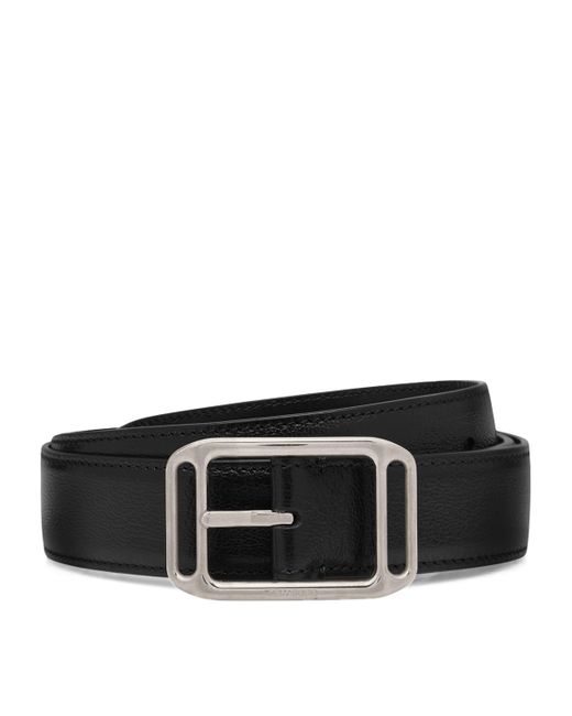 Tom Ford Black Leather Logo Buckle Belt for men