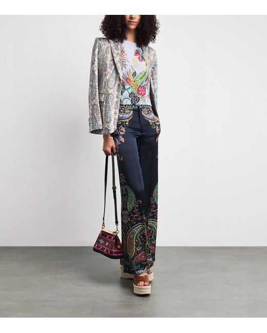 Etro White Silk Paisley T-Shirt