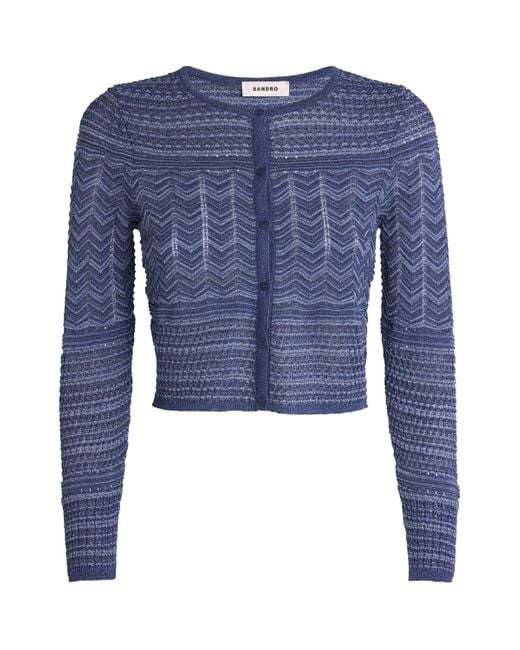 Sandro Blue Embellished Cardigan