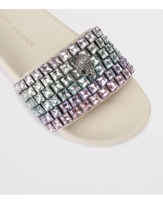 Kurt Geiger White Embellished Mina Eagle Slides