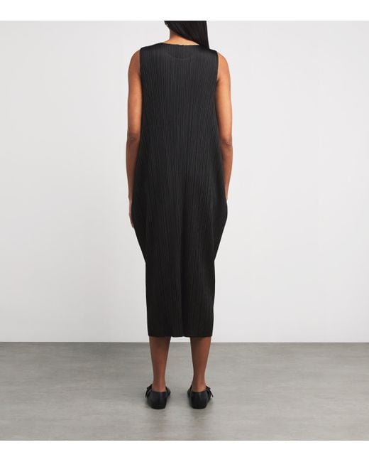 Pleats Please Issey Miyake Black Lamp Shade Midi Dress