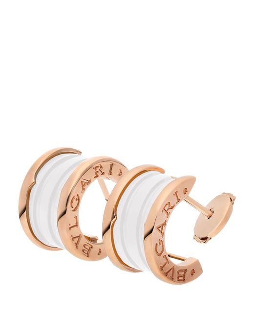 BVLGARI Pink And Ceramic B.Zero1 Earrings