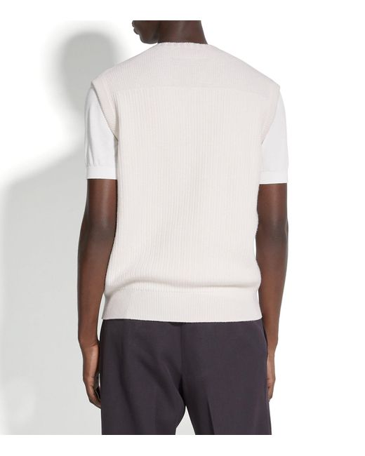 Zegna White Cashmere-cotton Sweater Vest for men