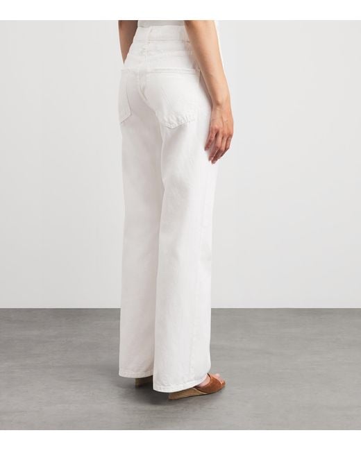 Mother White The Bookie Skimp Wide-Leg Jeans