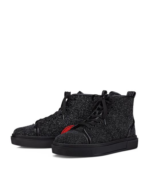 Christian Louboutin Black Leather Adolon High-top Sneakers for men