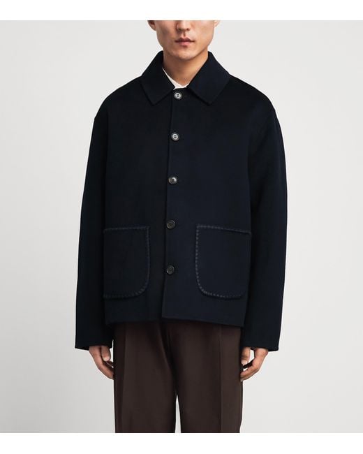 Commas Blue Wool-Cashmere Embroidered Jacket for men