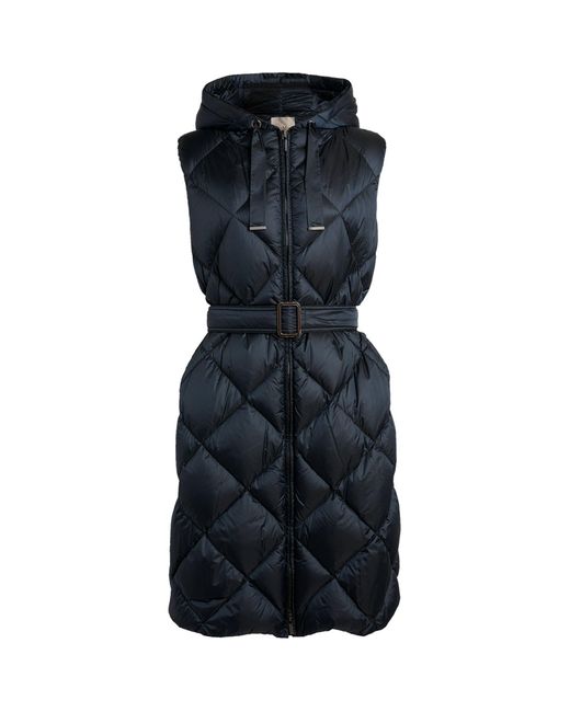 Max Mara The Cube Quilted Longline Gilet in Black | Lyst